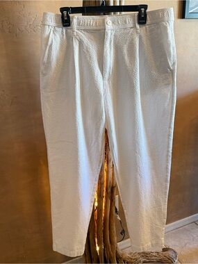 ZARA White Seersucker Dress Pants XL